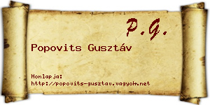 Popovits Gusztáv névjegykártya